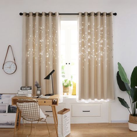 Rideau Voilage - Panneau Transparent Perforé - Pour Fenêtre ou Porte - 200 x 100 cm - 1 Pièce (1/5)