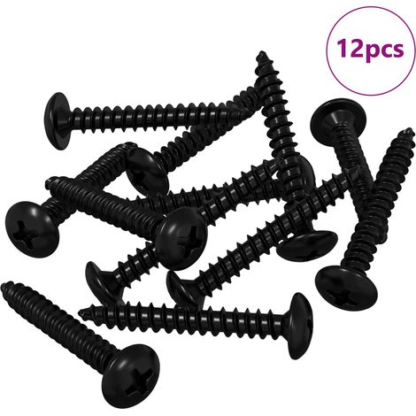 Tapping Nail 12 pcs Black M4 x 28 mm Steel vidaXL