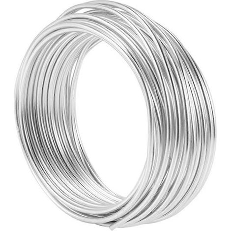 Fil métallique aluminium 2mm x10m argent, lot de 2 rouleaux, idéal pour création de bijoux, modelage d'argile, bonsaï et maquettes, flexible et résistant. (1/5)