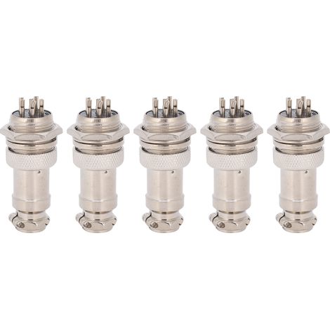 5 Stück Luftfahrt-Steckverbinder (männlich/weiblich) für Kabelverteiler, Stromversorgung, Chassis, Metallanschlüsse, GX16, 16 mm, 450 V, 6-polig (1/5)