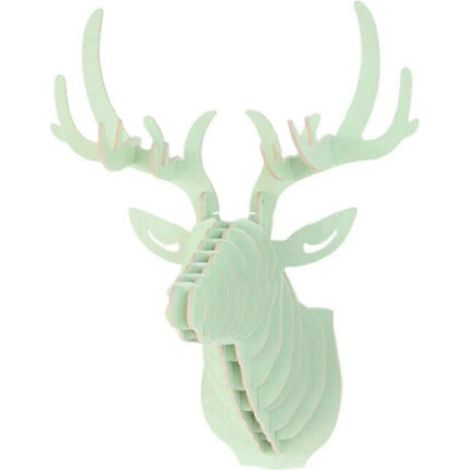 Hirschkopf-Wandskulptur, Hängedekoration für das Wohnzimmer, Weihnachtsdekoration-Green