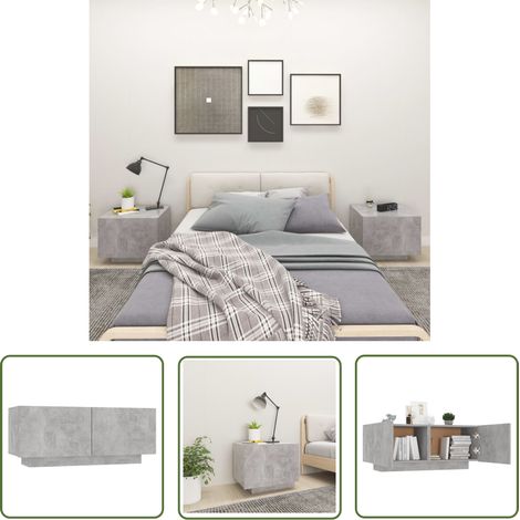 The Living Store Nachttisch Betongrau 100x35x40 cm Holzwerkstoff - Nachtisch - Nachttisch Grau - Holznachtisch - Wohnzimmer Deko - Bettseitentisch (1/5)