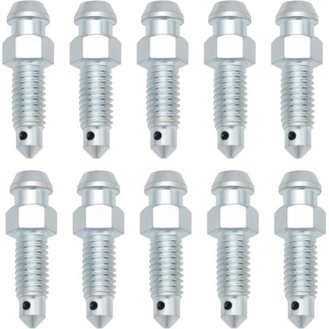 Lot de 10 tétons de purge métriques pour étrier de frein M6 x 1 mm Longueur totale 27,2 mm Filetage inférieur hexagonal Longueur totale 10 mm pour éviter les fuites de liquide de frein (1/5)