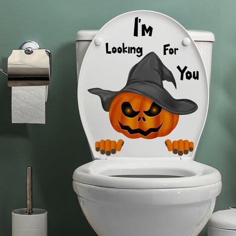 Décalco 3D lunette de toilette Halloween – PVC étanche amovible, 7,8x11,8 pouces (1/5)