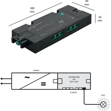 DISTRIBUTORE BOX 6 VIE HAFELE LOOX5 24V "SENZA" INGRESSO PER SENSORI/INTERRUTTORI 833.77.832