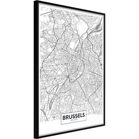 Affiche Murale Encadrée "City map Brussels" 30 x 42 cm Noir