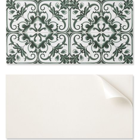 Baldosas de vinilo estampadas listas para instalar, con dise帽o floral, cuadradas de 10x40x20 cm.