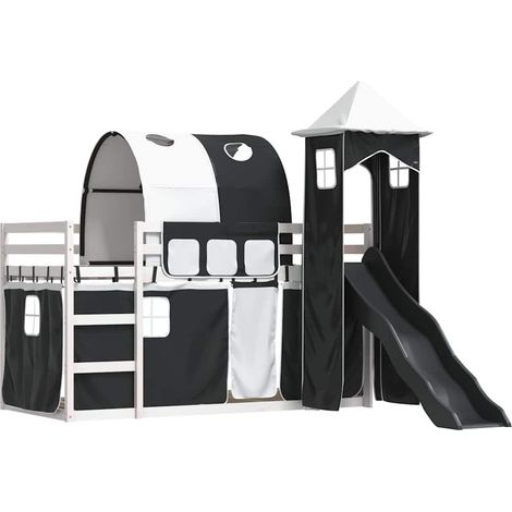 Bunk Bed without Mattress with Slide White and Black 90x200 cm vidaXL (1/4)