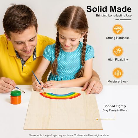 30 PCS 300x300×3mm Wooden Paint Boards, Unfinished Basswood Sheets, Square Polished Plywood Wooden Panels for DIY Crafts, Painting, Model Making, Laser Cutting Engraving Projects (1/5)
