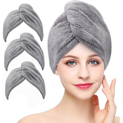 ABYSSE-Serviette pour cheveux - Serviette en microfibre - Turban torsadé ultra-absorbant avec nœud et boucle - Bonnet séchoir à séchage rapide pour la maison et les salons de coiffure - Séchage rapide (1/5)