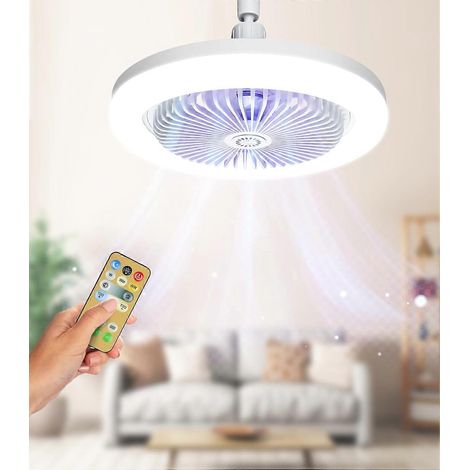 Ventilateur de plafond avec éclairage et télécommande, plafonnier avec ventilateur, 3 couleurs et intensité variable, 3 vitesses, silencieux, idéal pour le salon, la chambre ou la buanderie.