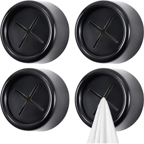 toalleros universales para baño con ganchos de presión – Almacenamiento práctico para baño y cocina, color negro. (1/5)