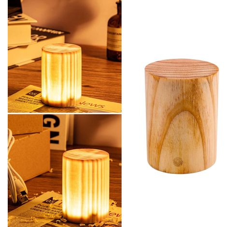 LED-Nachttischlampe mit USB-Ladegerät, Holzdesign – Geschenkidee zum Geburtstag für Kinder, praktische Nachtbeleuchtung.