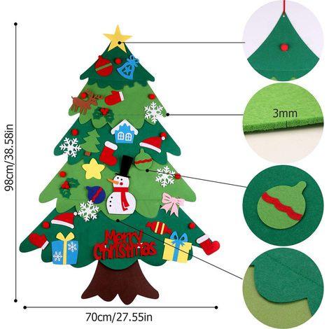 Weihnachtsbaum aus Filz selber machen: Weicher Weihnachtsbaum mit Schmuck und Lichterkette (1/3)