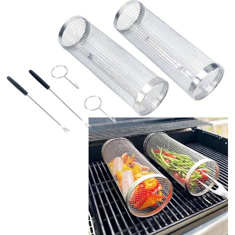 Panier de barbecue (lot de 2) – Panier de barbecue pour grillades végétariennes – Panier de légumes pour barbecue – Accessoires de vêtements pour bébé de barbecue – Grille de barbecue – Outils de barb (1/5)