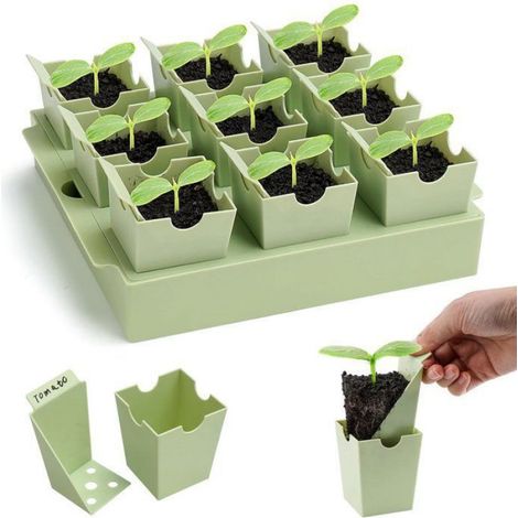 Zaaibakje 9-gaats - 5.8 cm Diepe Cellet - Avec Plantetlabels et Handvattet - Inclusief Deksel et Waterreservoir - Herbruikbaa (1/5)