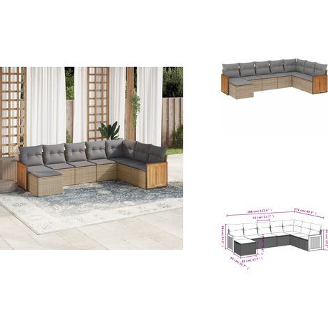 Salon de jardin avec coussins 8 pcs beige résine tressée - Salon De Jardin - Meuble De Jardin - Salon Extérieur - Ensemble De Canapés - Canapé D'angle (1/3)