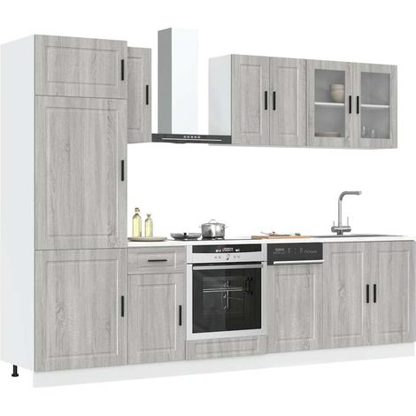 8 Piece Kitchen Cabinet Set Kalmar Grey Sonoma Engineered Wood vidaXL