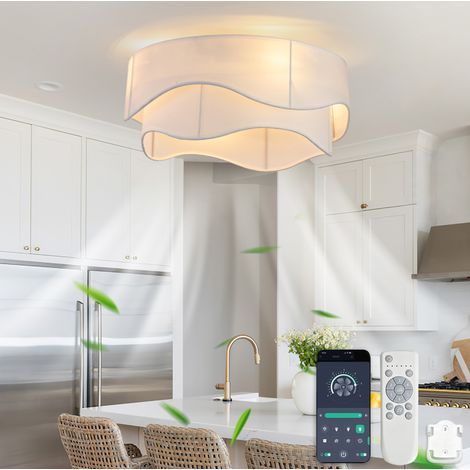 Ventilatore da soffitto con luce, controllo Bluetooth e telecomando, 6 velocità, oro e bianco (1/5)