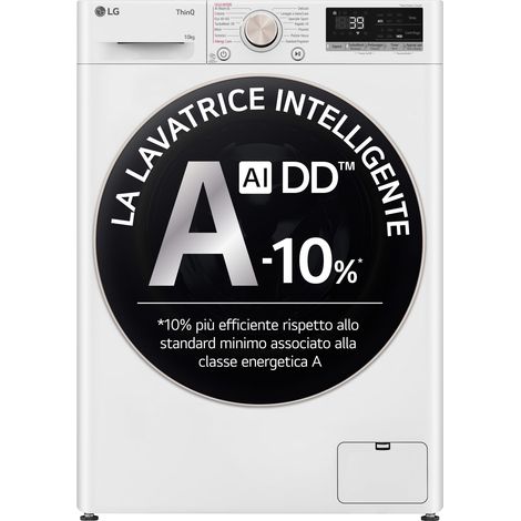 Lg F4R7010TSWG Lavatrice 10kg AI DD Classe A 1400 giri TurboWash Vapore Bianco (1/5)
