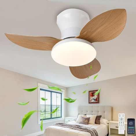 65cm Ceiling Light with Fan and Remote Control Reversible Quiet 6 Levels Ceiling Fan with Lamp LED Dimmable Timer Living Room Fan Pendant Light Modern (1/5)