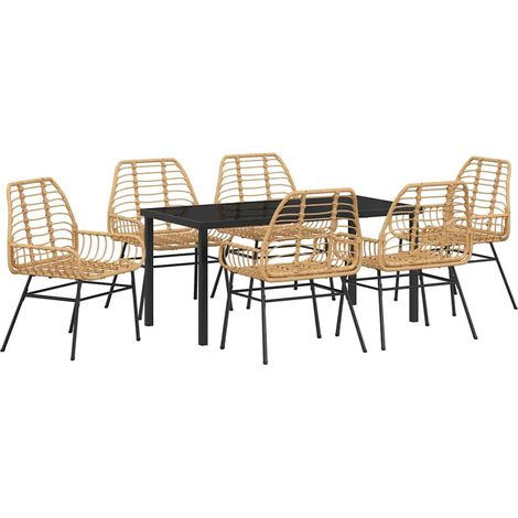 Maison Exclusive - Conjunto de Comedor de Jardín 7 pcs Marrón rat