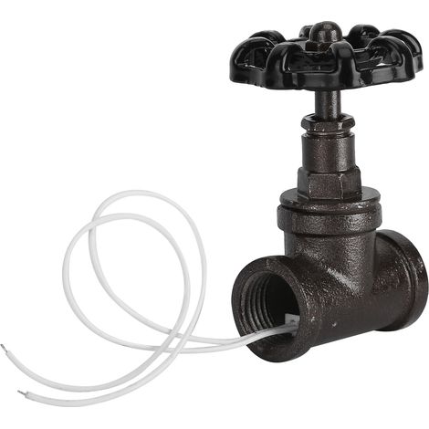 Valve de lampe steampunk vintage 1/2 po, valve noire, lampe de table en fer, vanne d'arrêt à fil blanc (1/5)