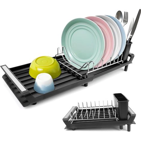 Egouttoi Vaisselle Pliable Egoutoie Vaisselle Cuisine INOX Égouttoi su Evie Seche Compact avec Pote-Couvets Amovible Noi (1/4)
