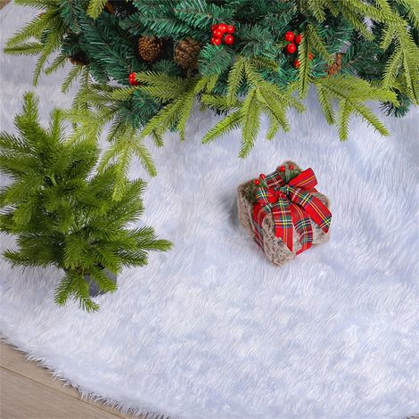 Arbre De Noël - Jupe Pour Arbre De Noël En Fourrure Synthétique Blanche - 35 48 59 Pouces - Pour Décoration Intérieure De Fête - 1 Pièce (1/5)