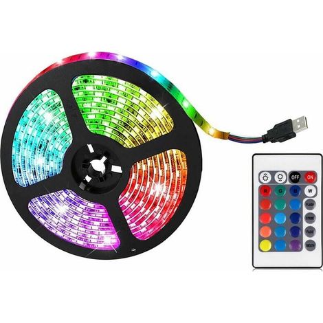 5050RGB 30lumière/mètre époxy étanche IP65 ensemble de bandes lumineuses colorées (0,5 m 5050 bande lumineuse batterie boîte télécommande modèle 24 touches) (1/5)