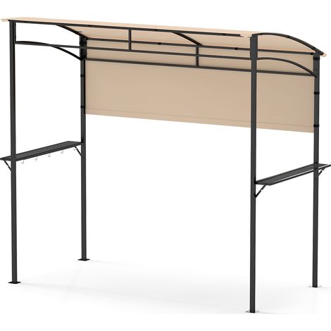 COSTWAY 239 x 108 cm Grill Gazebo Outdoor Patio BBQ Canopy-Beige