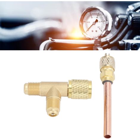 Adaptateur en T 1/4 SAE avec Valve Intégrée, Connexion Rapide Double Étanchéité pour Manomètre Vide R22 R12 R134
