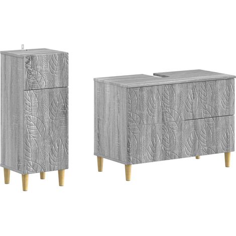 vidaXL Ensemble de 2 meubles de salle de bain DELFT Sonoma gris (1/5)