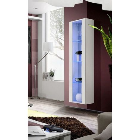Vitrine colonne - FLY 41 - LED - L 40 cm x P 29 cm x H 170 cm - Blanc - Livraison gratuite