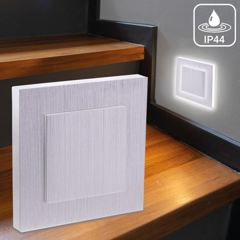 LED Treppenleuchte IP44 eckig Alu-gebürstet - Lichtfarbe: Neutralweiß 1,5W - Lichtaustritt: Doppio (1/5)