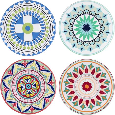 Signes Grimalt 4U Blue Round Coaster - Ensemble de 4 sous-verres vintage pour cuisine et salle à manger