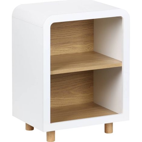 Wooden effect bedside table, Hector, White, 40x30x54 cm