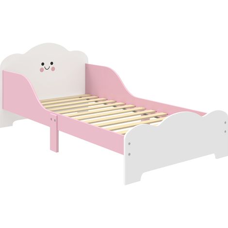 Letto Montessori per Bambini 3-6 Anni 143x77x60 cm con Bordi Rialzati in Legno Rosa (1/5)
