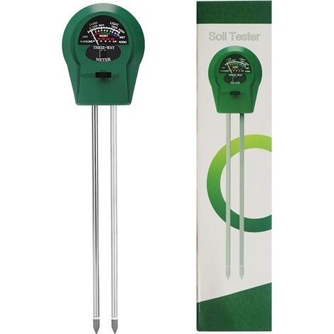 Testeur PH Sol et Testeur Humidité, 3-en-1 Sonde de Sol pour Jardin/Plantes d'Intérieur, Capteur Vert d'Arrosage avec Analyse Fertilité, 255x60x35mm (1/5)