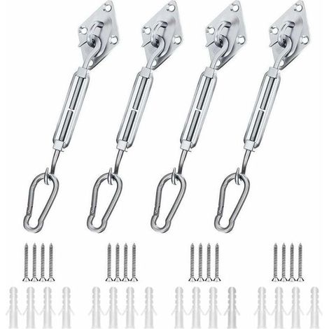 Kit de Fixation Voile d'ombrage, Kit de Fixation pour Voile de Jardin pour Voile D'ombrage en Acier Inoxydable 304 pour Triangle Carré Rectangle et Triangulaires (44 pièces)(M8) (1/5)