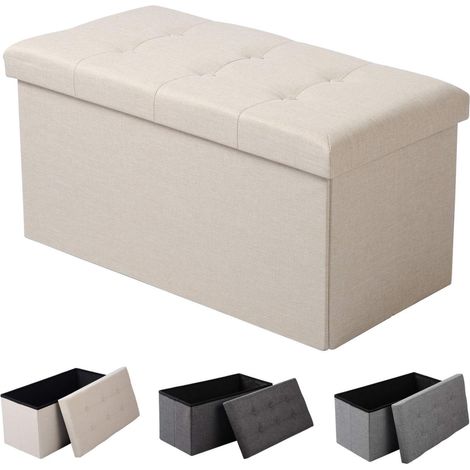 WOLTU Pouf Contenitore Panche Sgabello Pieghevole Poltrona Poggiapiedi Cassapanca Beige (1/5)