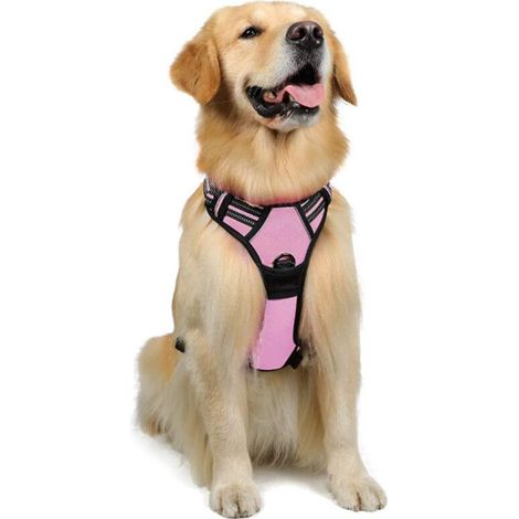 Harnais Chien Anti Traction,Harnais Réfléchissant Réglable avec Attache Devant Harnais pour Chien Moyen,Taille M