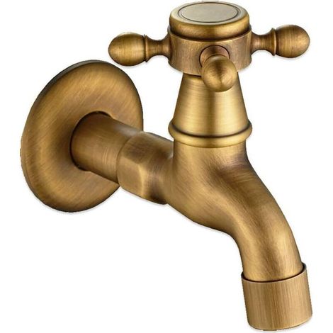 Vintage Single Handle G1/2 Interface Cold Water Faucet - Wall Mounted Bathroom Sink Mop Tap (Bronze) (1/5)