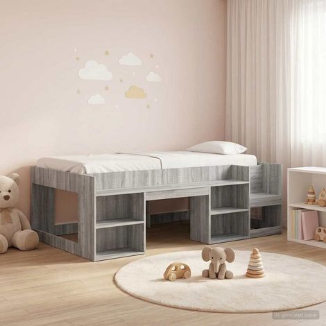 vidaXL Kinderbettgestell mit Stauraum Grau Sonoma 80 x 200 cm (1/5)