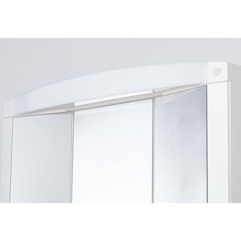 Armoire de toilette 76 x 58 x 18 cm avec éclairage et prise électrique, blanche Swing - Haute qualité (1/5)