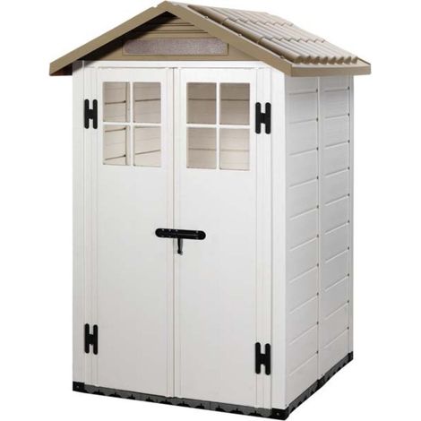 Tuscany Evo 4 x 4 Feet 100 Apex Plastic Shed Double Door with Two Pre Glazed Plastic Windows