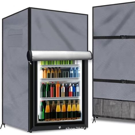 Heavy-duty, waterproof 210D outdoor refrigerator cover to protect upright freezers (grey, 56 x 58 x 86 cm) (1/5)
