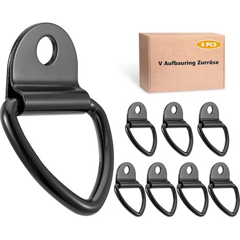 8 Pièces Anneaux D'Arrimage, Traction Anneaux Arrimage à Anneau en D en Acier Inoxydable, Noir Robuste Crochets d'Arrimage Charge 400KG pour Remorques Camion Roues Voitures Bateaux Kayak (1/5)