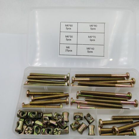 50pcs en boîte. fil de machine à vis hexagonale à tête plate galvanisée. vis de connexion de meubles (1/5)