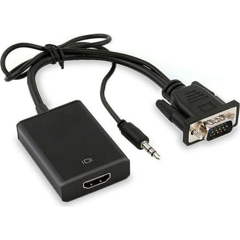Câble Adaptateur VGA Mâle Vers HDMI Femelle - Conversion Analogique Vers Numérique - 1080p - Audio Stéréo - Pour PC Ordinateur Portable Lecteur DVD - 1 Pièce